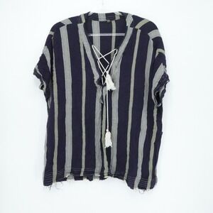 Out From Under Caftan‎ Women M Navy Striped Urban Outfitters Lace Up Beach Cover